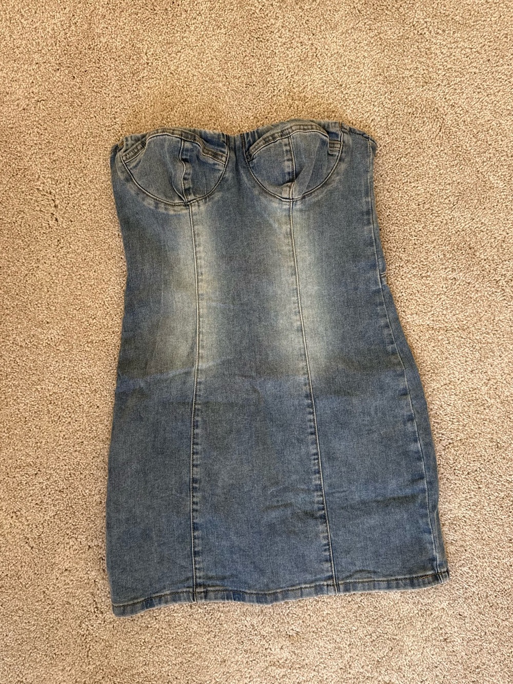 Denim Strapless Corset Mini Bodycon Dress - Blue